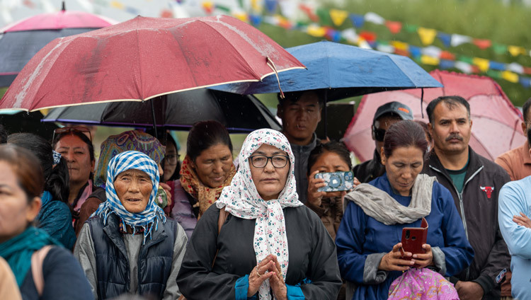 Members of the audience listening to His Holiness the Dalai Lama during the luncheon program in his honour at Abi-Spang Spituk in Leh, Ladakh, India on August 24, 2025. Photo by Ven Zamling Norbu
