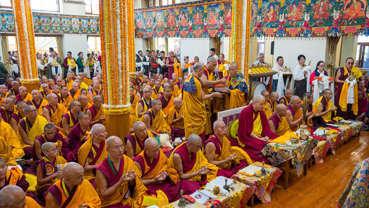 A view inside the Main Tibetan Temple during the Long Life Prayer Offering for His Holiness the Dalai Lama in Dharamsalsa HP, India on May 20, 2026. Photo by Tenzin Choejor