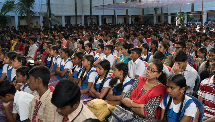 A view of the audience in the Dr Sree Sree Shivakumara Maha Swamiji Auditorium during his Holiness the Dalai Lama's talk at Tumkur University in Tumakuru, Karnataka, India on December 26, 2017. Photo by Tenzin Choejor A view of the audience in the Dr Sree Sree Shivakumara Maha Swamiji Auditorium during his Holiness the Dalai Lama's talk at Tumkur University in Tumakuru, Karnataka, India on December 26, 2017. Photo by Tenzin Choejor