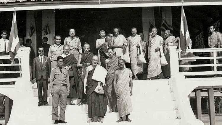 His Holiness the Dalai Lama with Thai monks during his visit to Thailand in January of 1972.