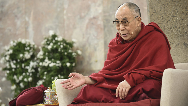 His Holiness the Dalai Lama speaking at the Museum for Modern Art in Frankfurt, Germany on May 15, 2014. (Photo by Manuel Bauer)