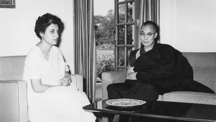 His Holiness the Dalai Lama with Indian Prime Minister Indira Gandhi in New Delhi, India on August 6, 1966.