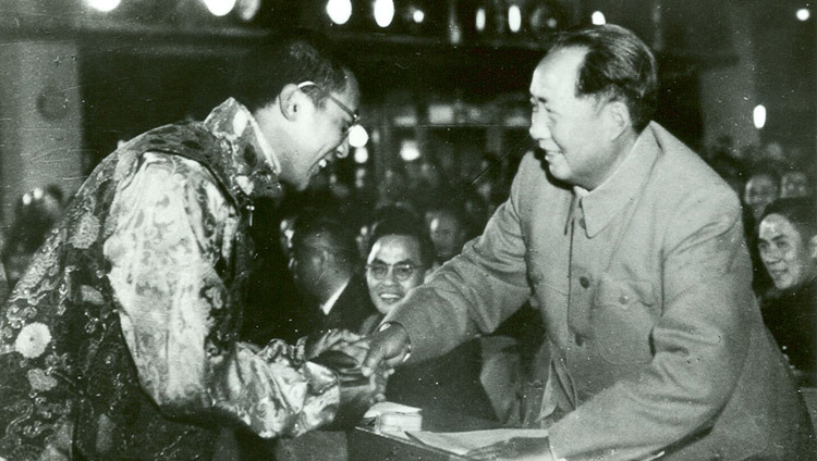 His Holiness the Dalai Lama and Chairman of the CPC Mao Tse-Tung in Peking, China sometime in 1954/55.