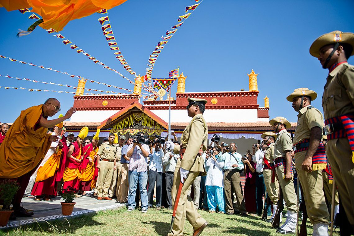 3 Arrival Rato Monastery Mundgod Indian Police Welcome