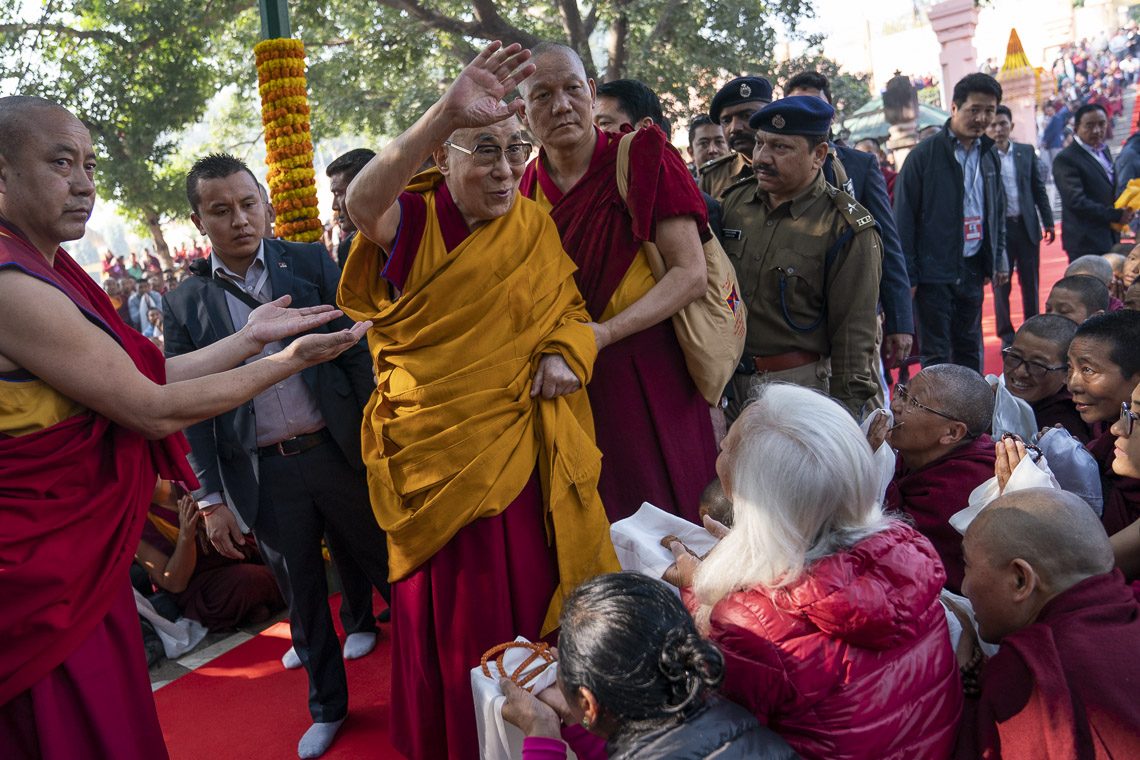 His Holiness The Dalai Lama in a public place.