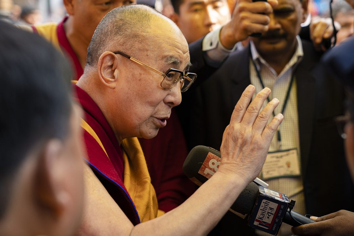 His Holiness The Dalai Lama in a public place