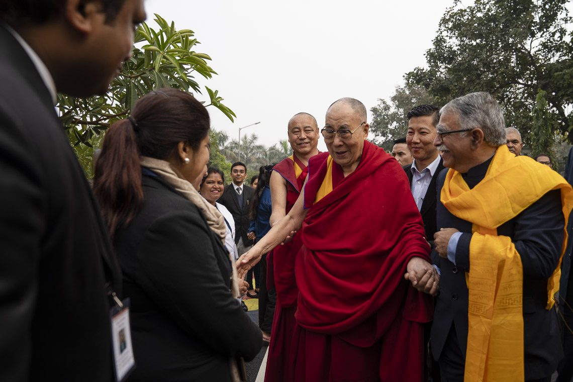 Dalai Lama arriving at the Bihar Judicial Academy