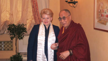 His Holiness the Dalai Lama with Lithuanian President Dalia Grybauskaite