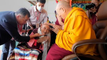 Dalai Lama Meets Elderly & Differently-Abled Tibetans in Bylakuppe